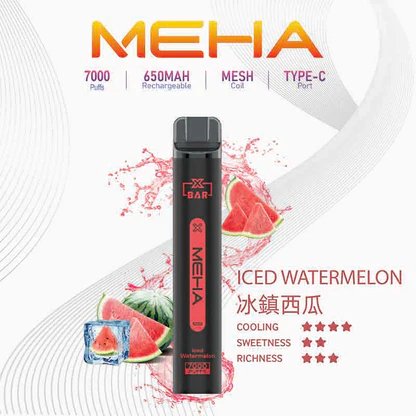 【MEHA XBAR】魅嗨小黑條 7000口拋棄式電子煙 650mAh可充電 3%丁鹽 極強冰感 Mesh芯 現貨秒發:圖片 4