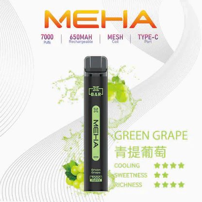 【MEHA XBAR】魅嗨小黑條 7000口拋棄式電子煙 650mAh可充電 3%丁鹽 極強冰感 Mesh芯 現貨秒發:圖片 9